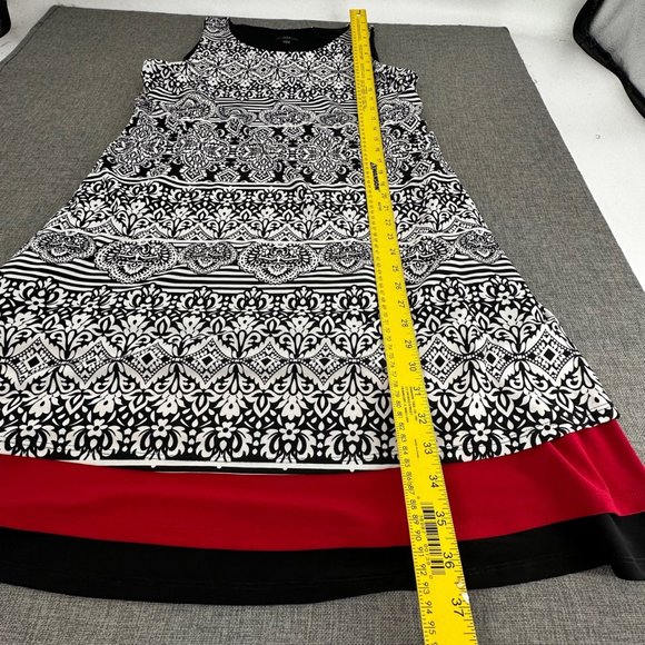 R&K Dress Black‎ White Red Round Neck Sleeveless Large Stretch Mandala Print - Picture 8 of 15